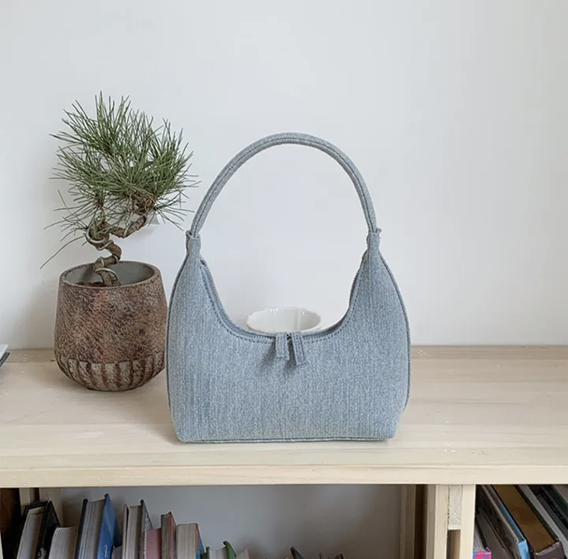 Blooming Round Denim Shoulder Bag