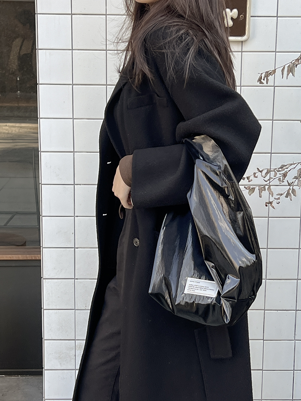 Glossy nylon mini tote bag