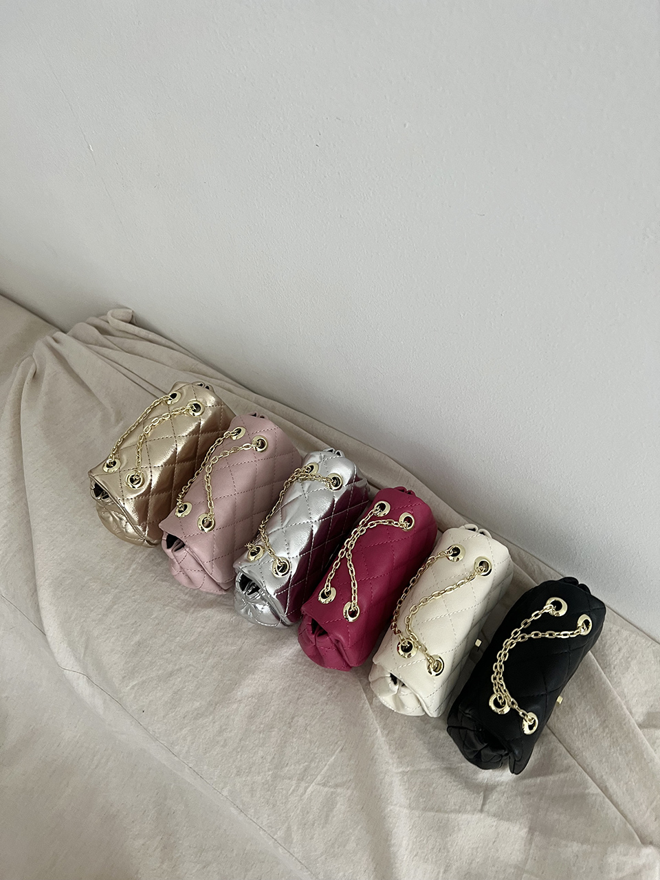 Zuni Quilted Micro Mini Gold Chain Bag