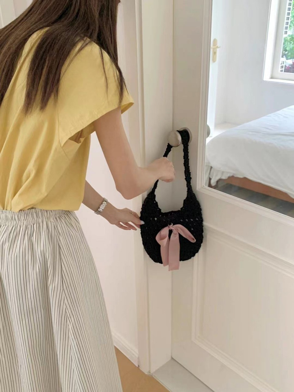 Ribbon Ballet Core Knit Tote Bag (5 colors)