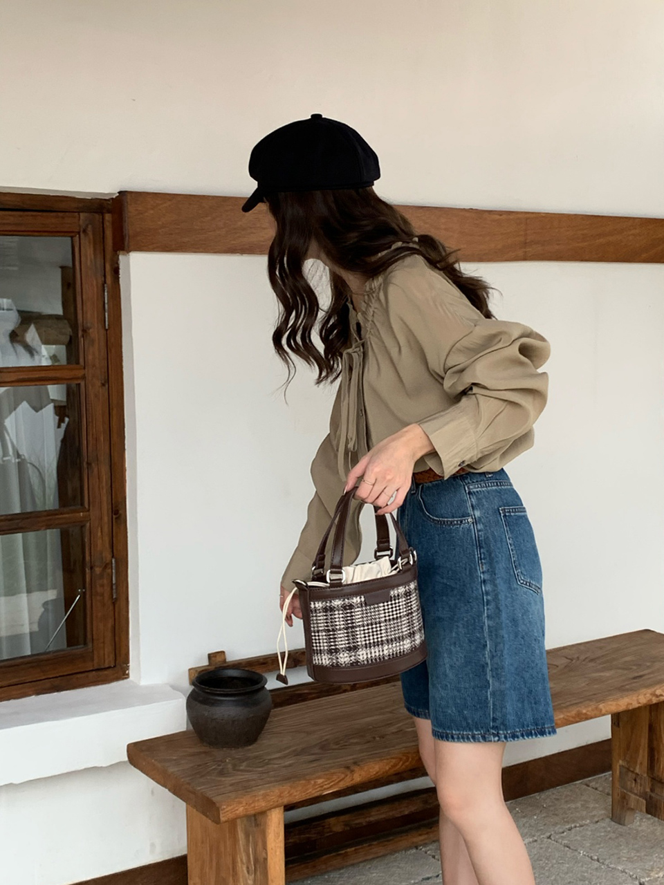 Ofen Classic Check Mini Bucket Bag