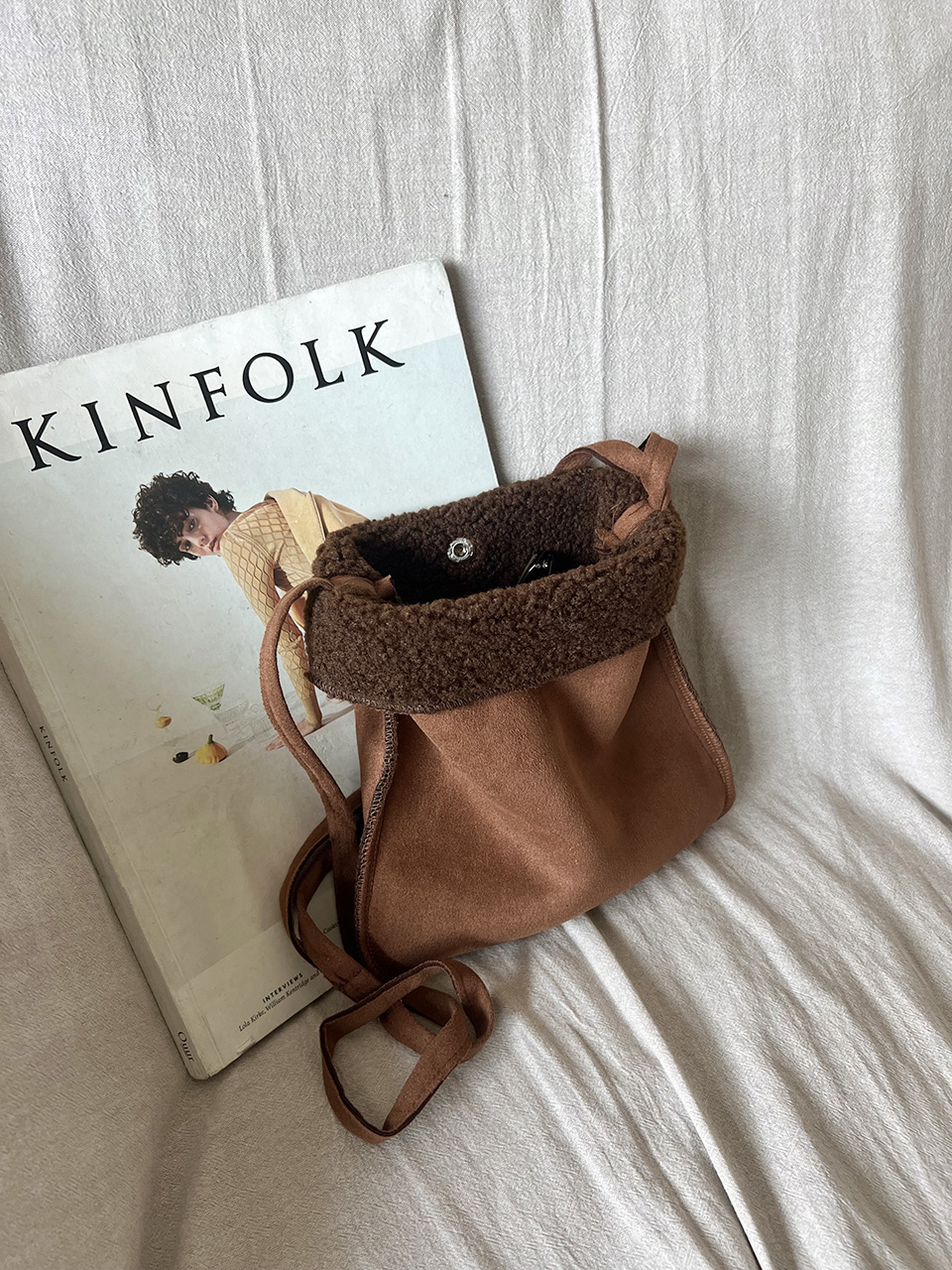 Fluffy fur suede mini bag