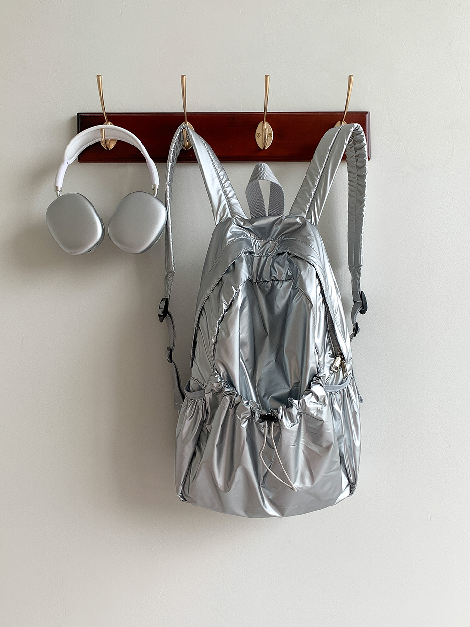 Croon Pocket Silver String Backpack Rucksack