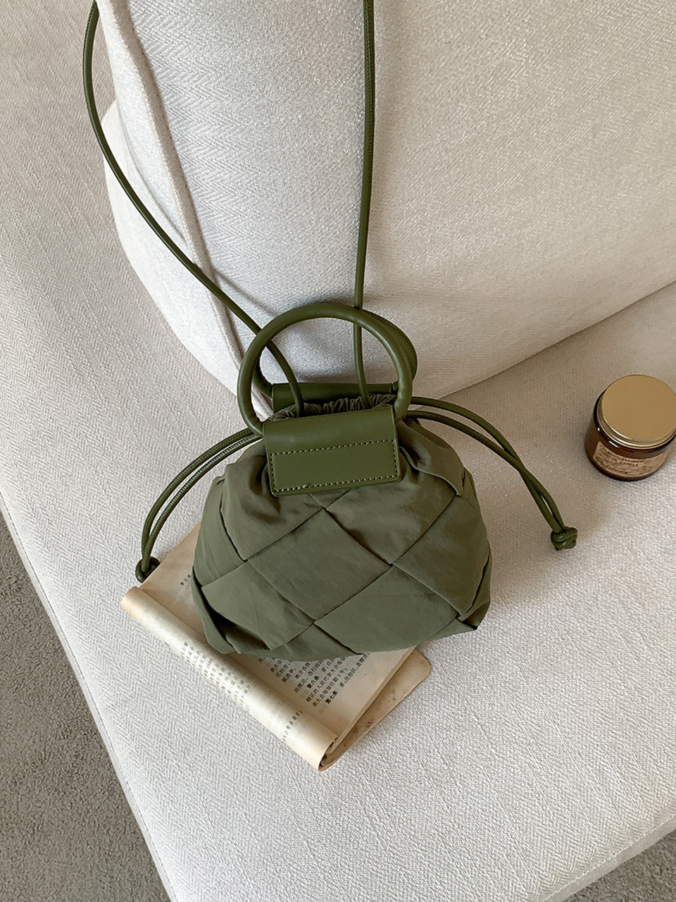 Quilted Nylon Mini Bucket Bag (4 colors)