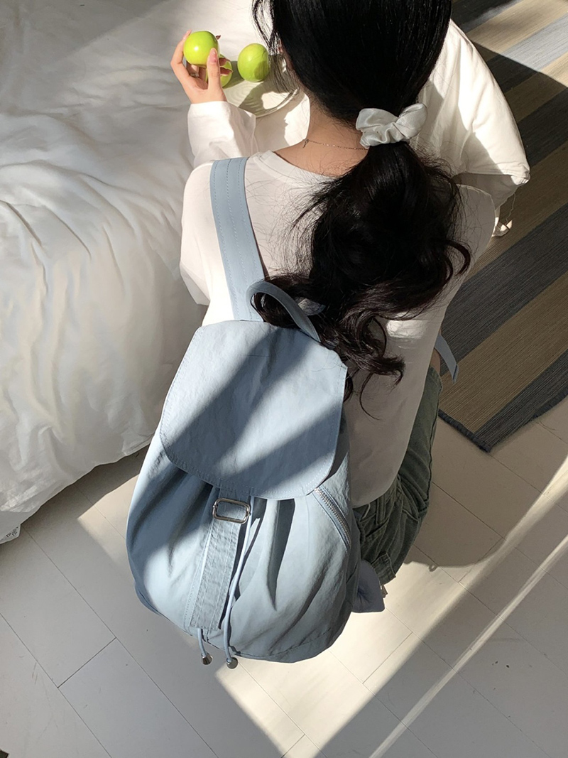 Buckle side zip-up nylon backpack (4 colors)