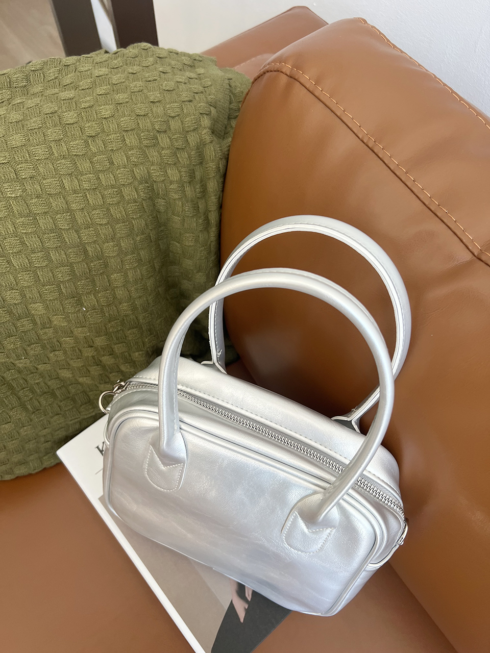 Tammy Square Silver 2-Way Tote Bag