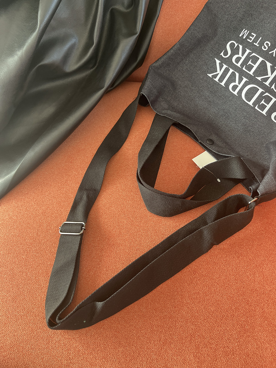 Denim Lettering Big Cross Canvas Bag