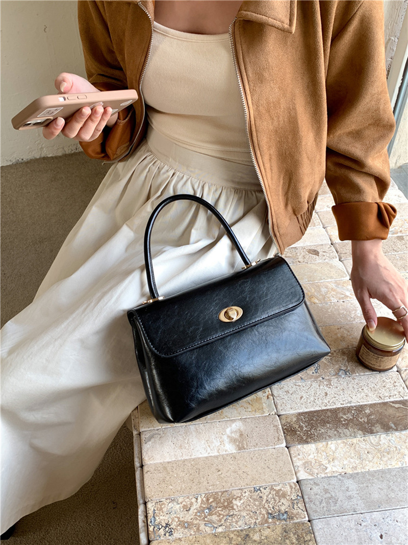 Crack Square Buckle Tote Bag (3 colors)
