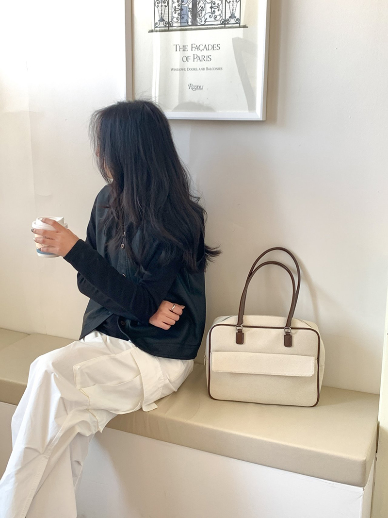 Jacquard leather tote bag/shoulder bag