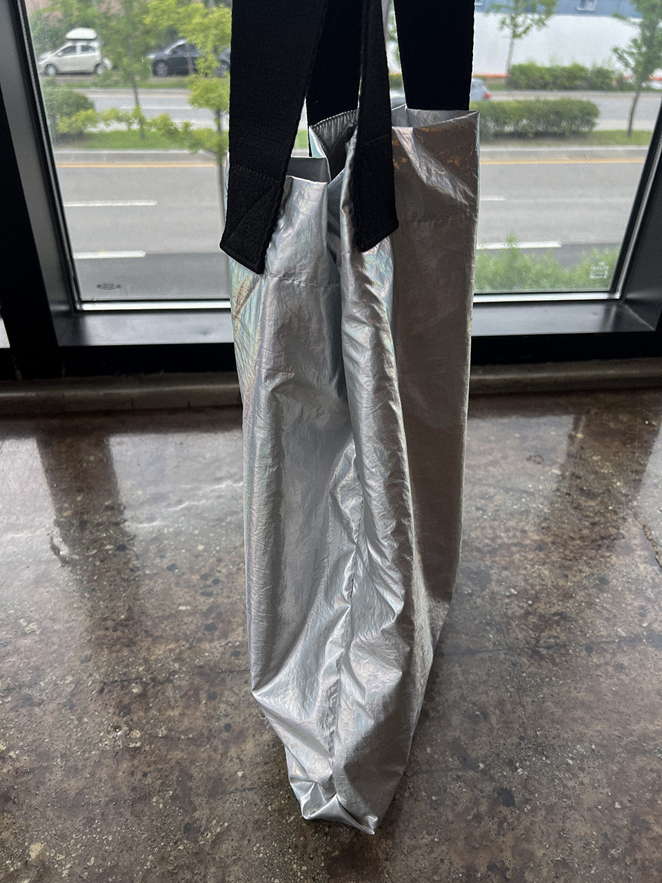 Nylon Silver Plain Shoulder Eco Bag / Shoulder Bag