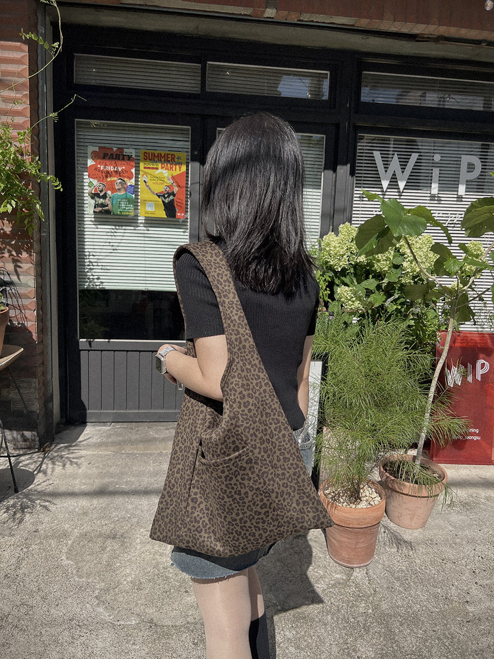 Leopard print suede eco bag/tote bag