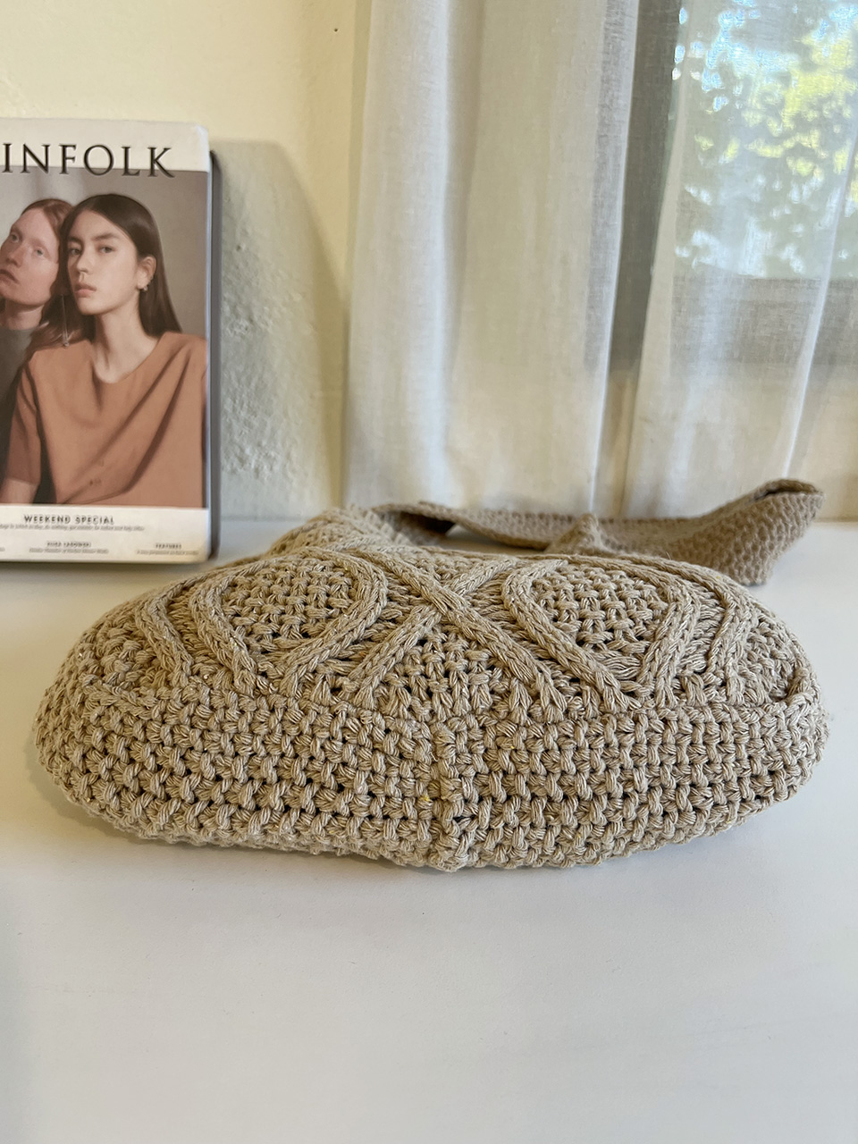 Knit twist crochet shoulder eco bag