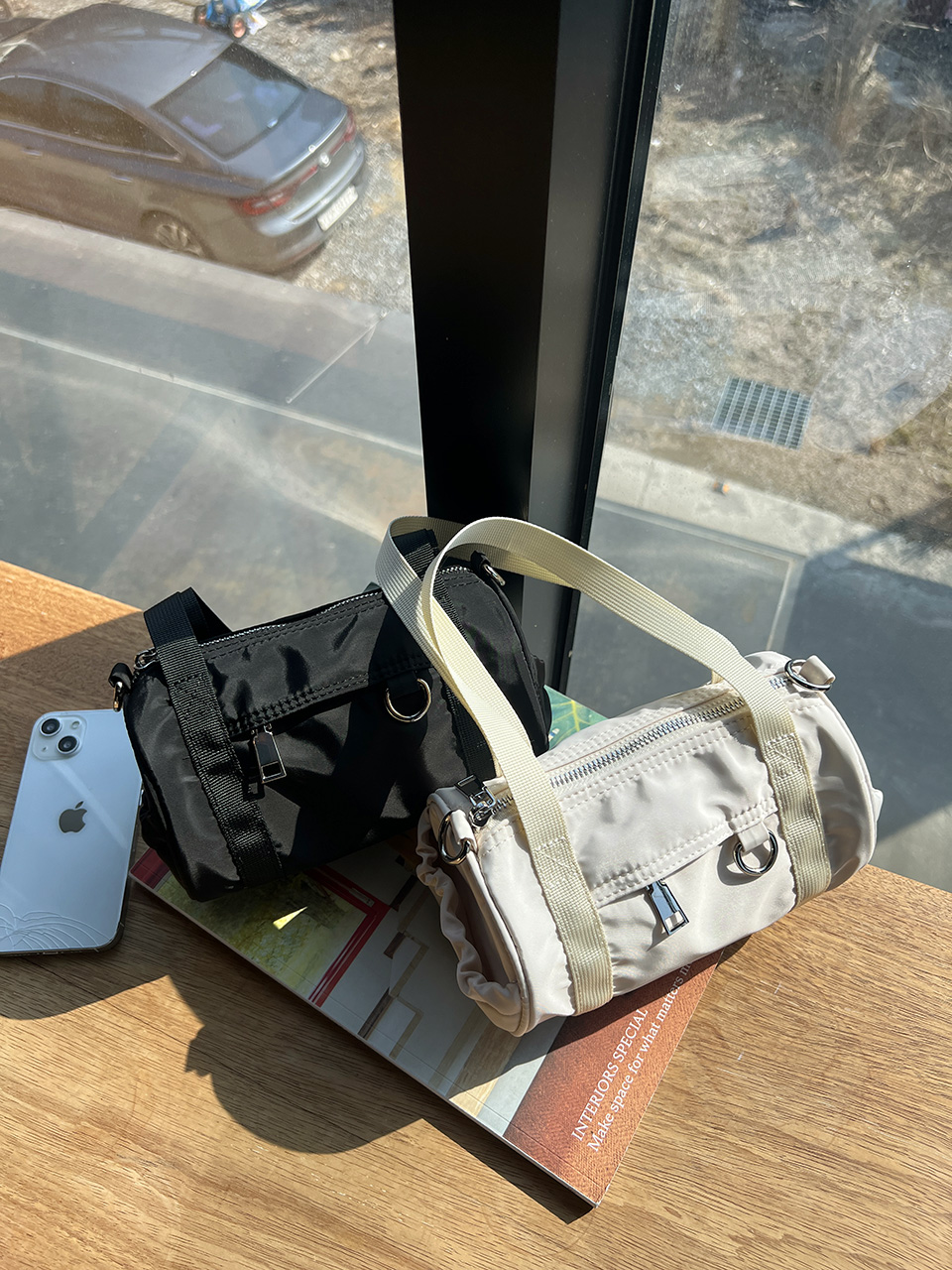 Nylon mini tote bag