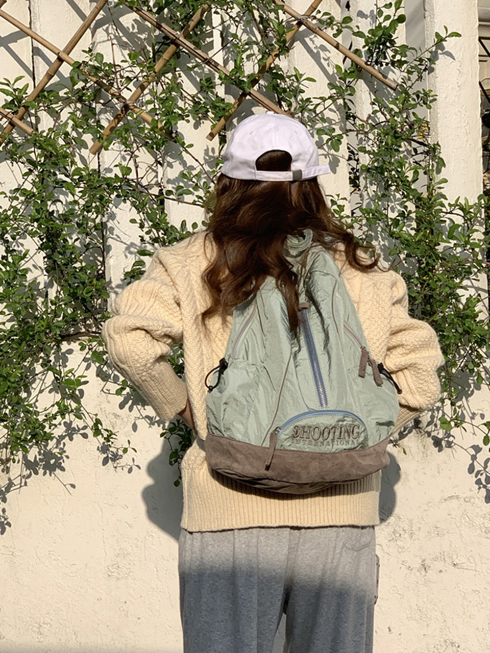 Shooting Embroidered String Pocket Nylon Backpack
