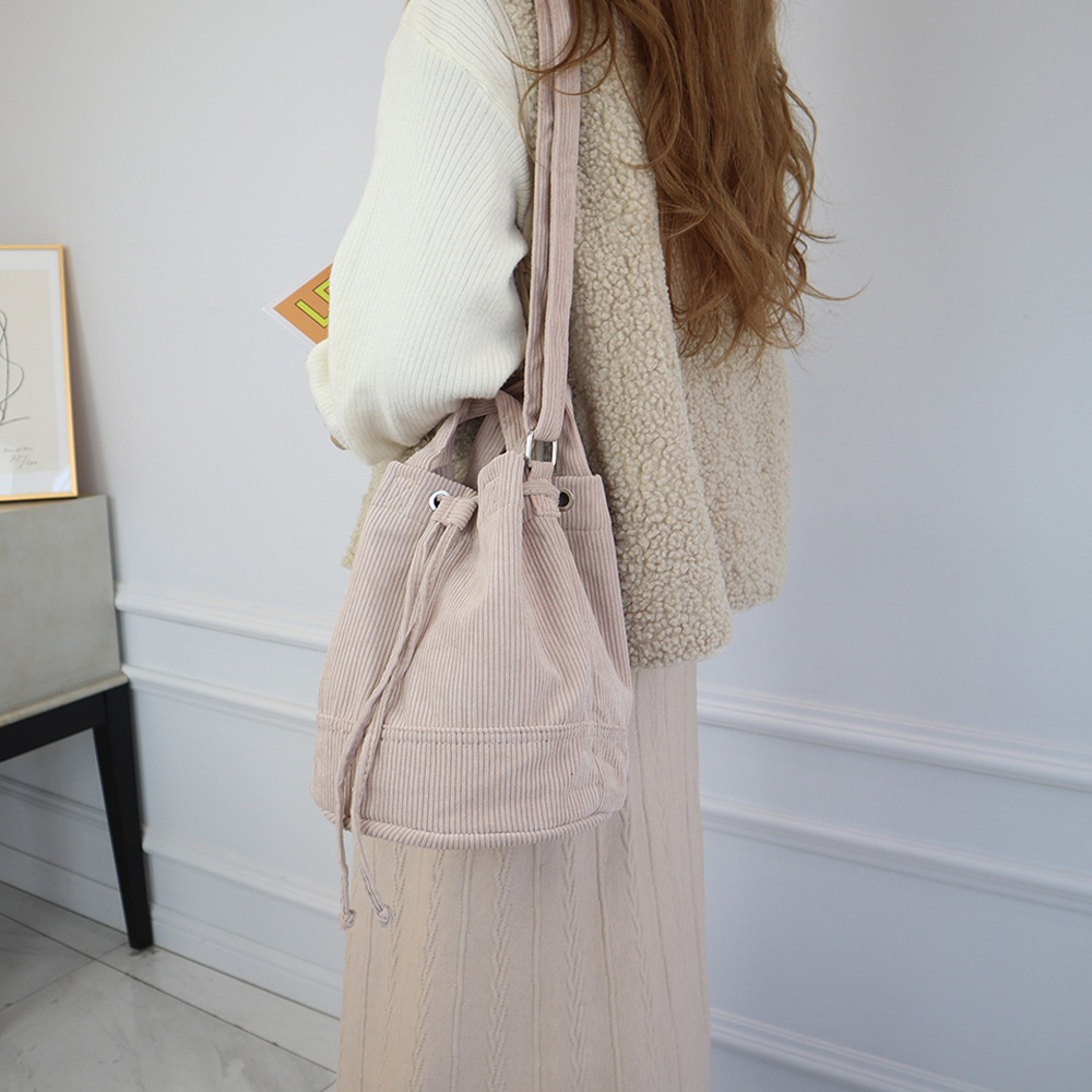 Corduroy Mini Bucket Bag, Bucket Cloth Eco Bag (6 colors)