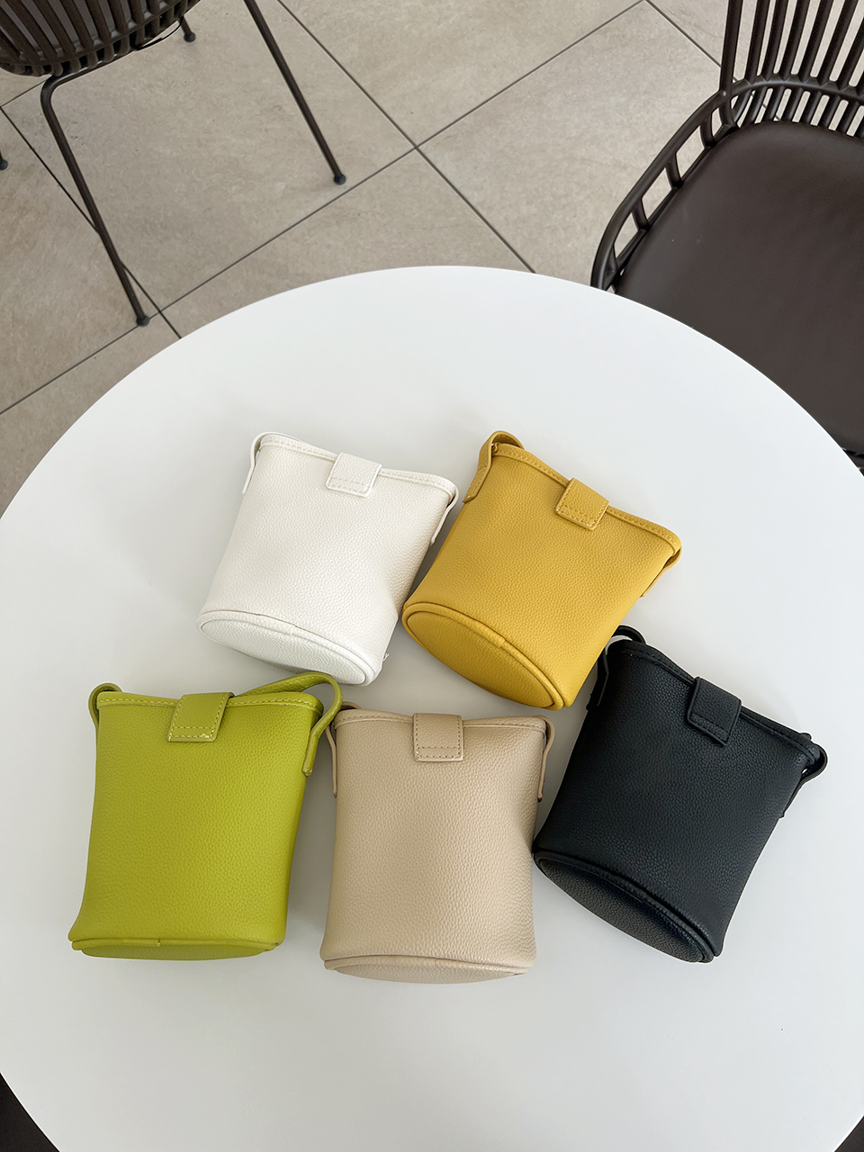 Button-belted mini cross-shoulder bag