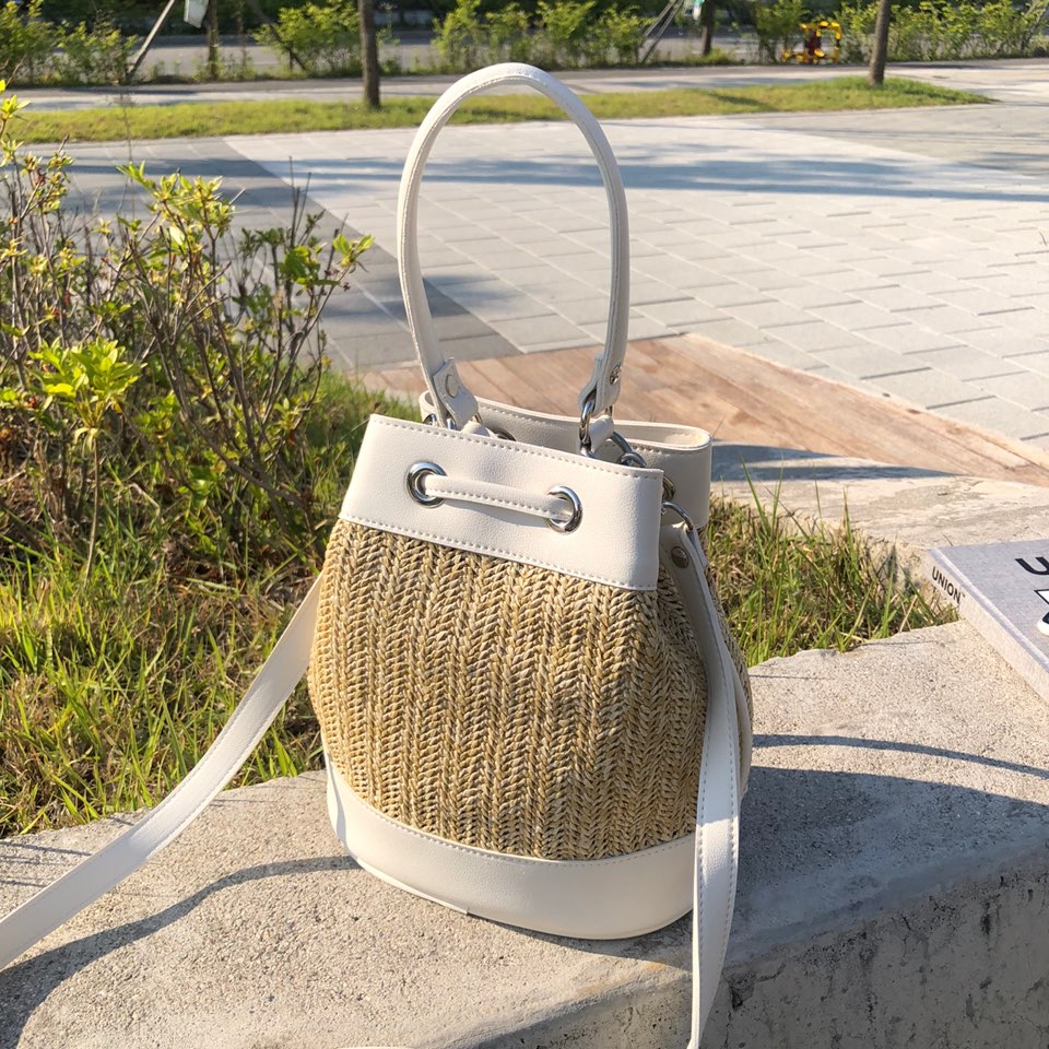 Rattan Mini 2-Way Bucket Bag