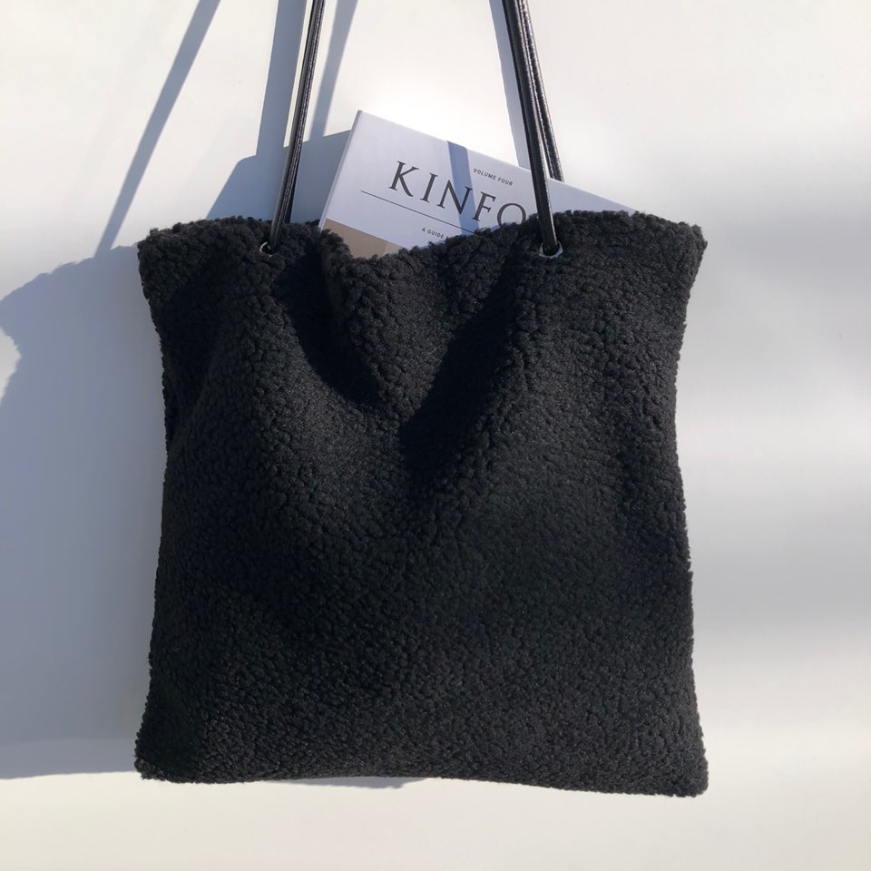 Fleece Leather Drawstring Boa Eco Bag