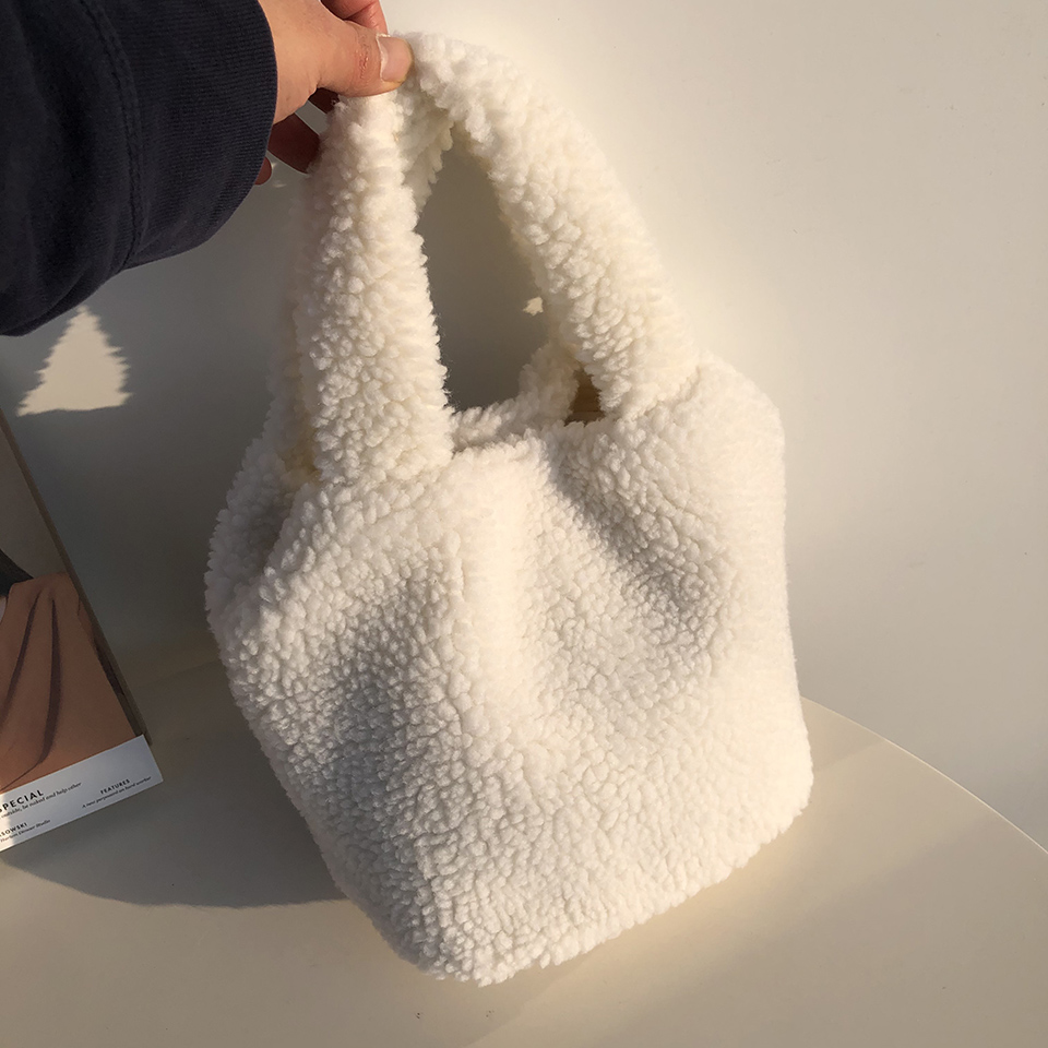 Fleece Boa Handle Tote Bag (3 colors)