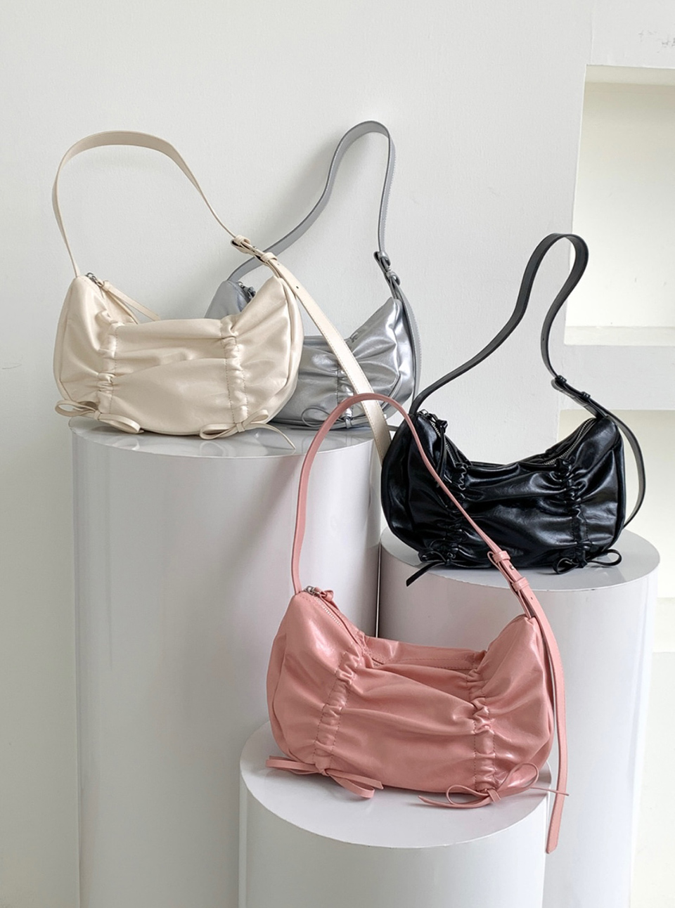 Ribbon Shirring Ballet Core Shoulder Bag (4 colors)