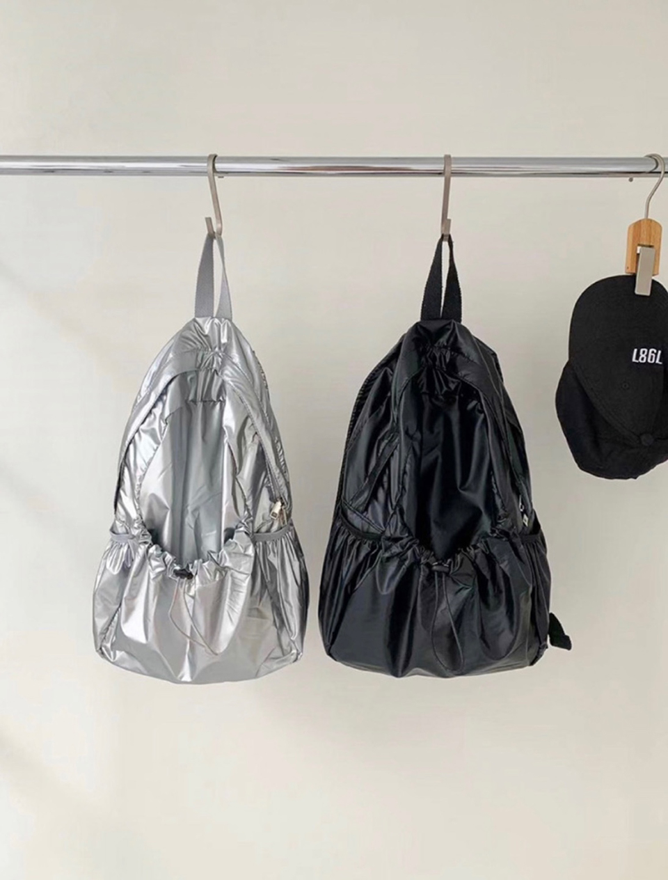 Croon Pocket Silver String Backpack Rucksack