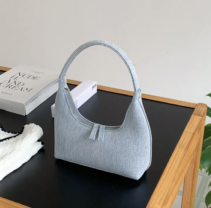 Blooming Round Denim Shoulder Bag