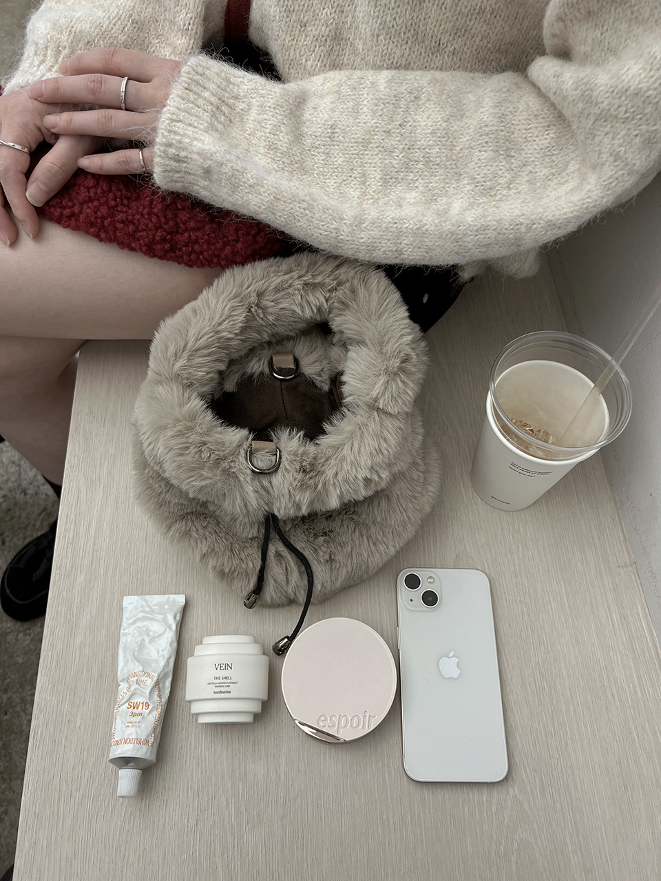 Eco-fur mini bucket bag/tote bag