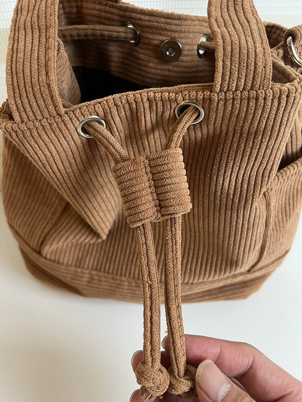 Corduroy Mini Bucket Bag, Bucket Cloth Eco Bag (6 colors)
