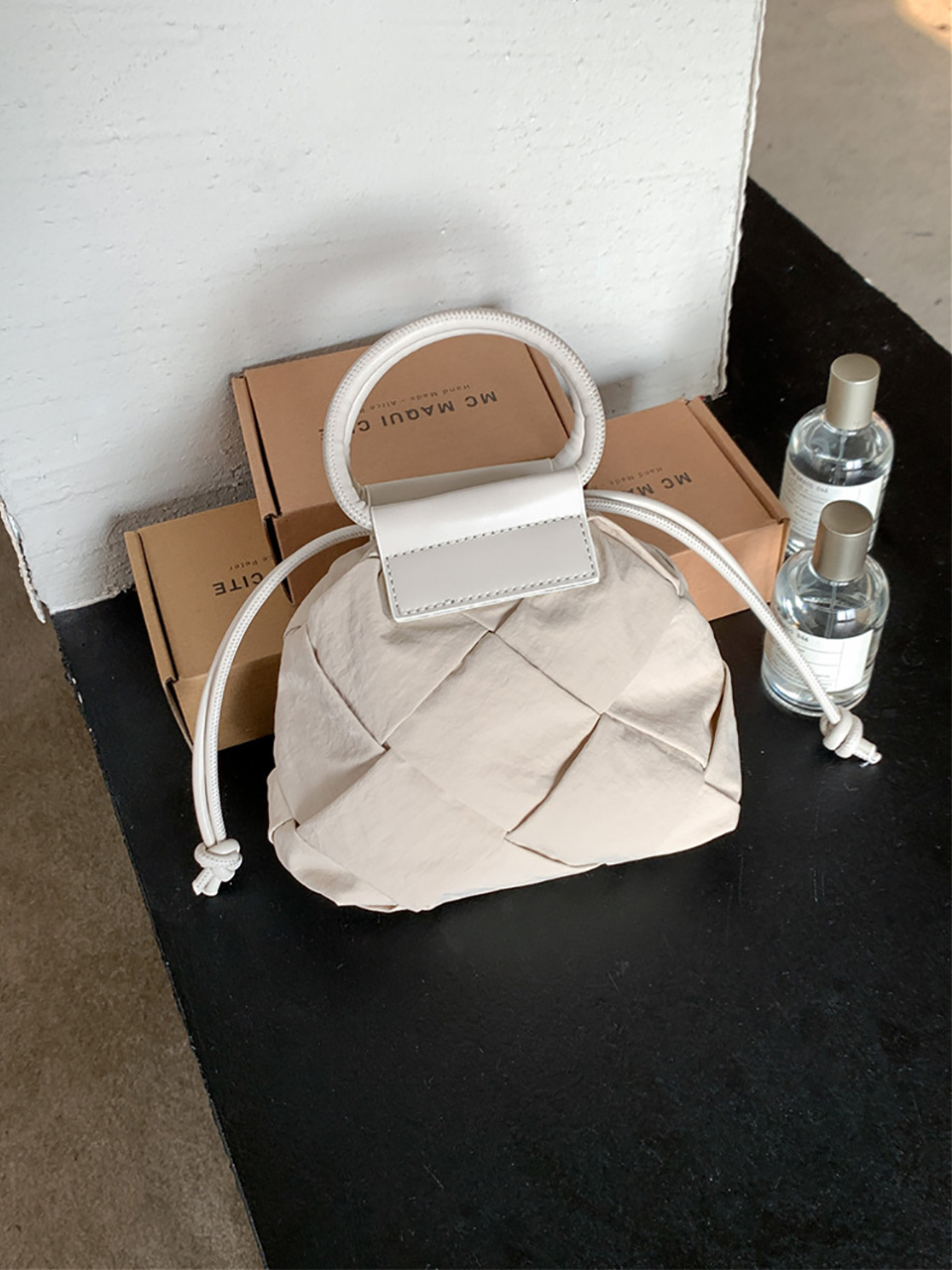 Quilted Nylon Mini Bucket Bag (4 colors)