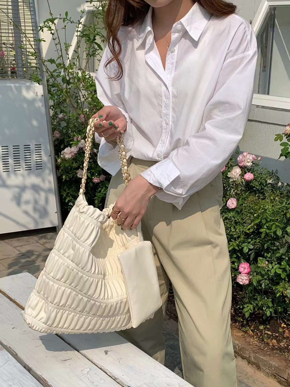 Vanel Fritz Quilted Shirring Chain Shoulder Bag