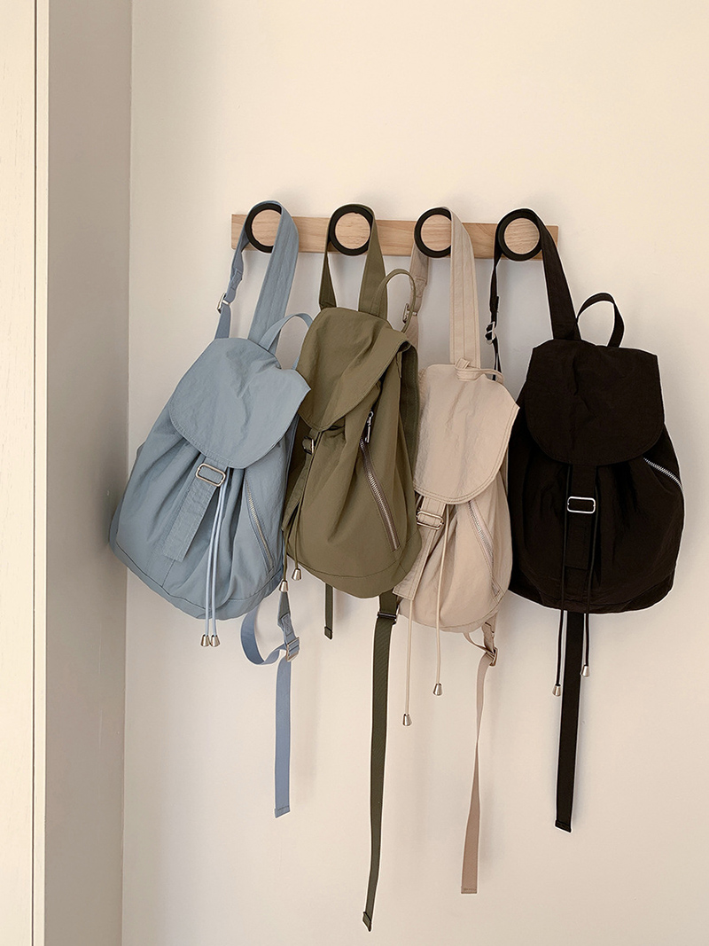 Buckle side zip-up nylon backpack (4 colors)