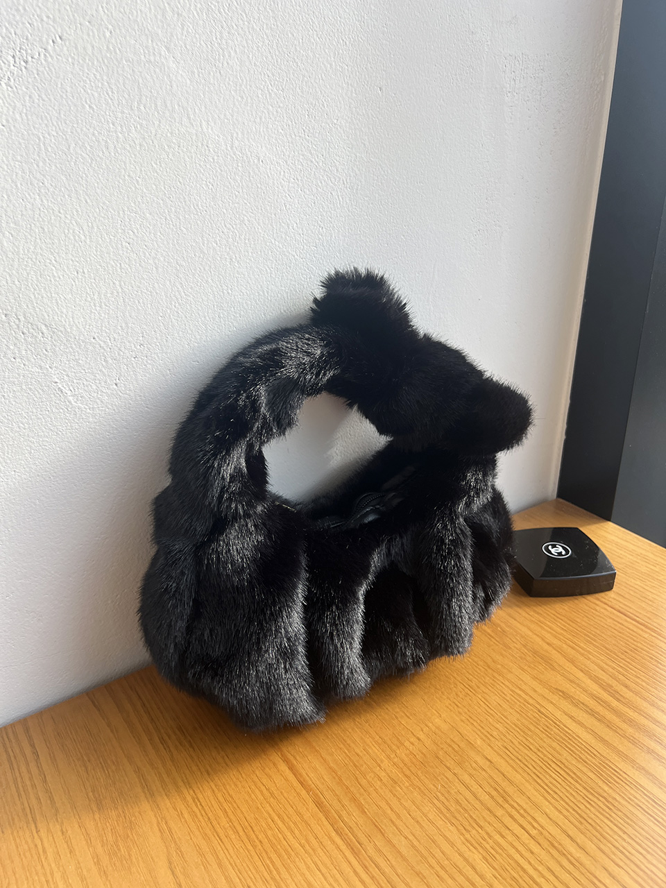 Suwanee Ribbon Fur Shirring Mini Tote Bag