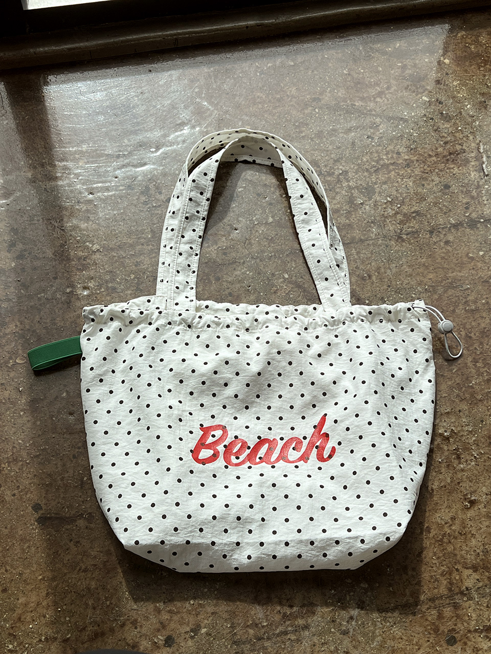 [3 colors] Dot Lettering String Bucket Bag