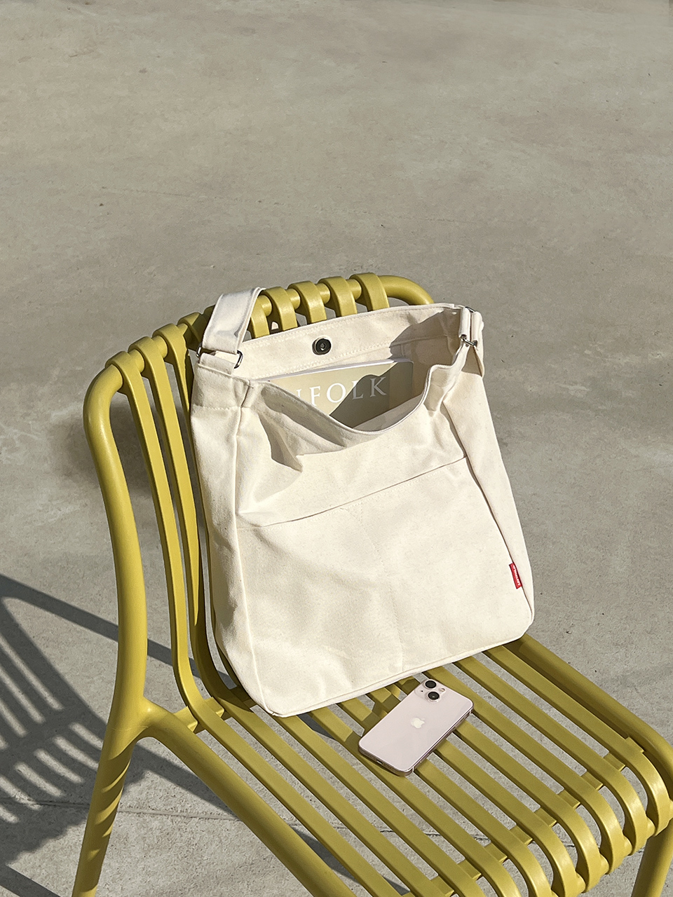 2-Pocket Plain Big Cloth Eco Bag (3 colors)