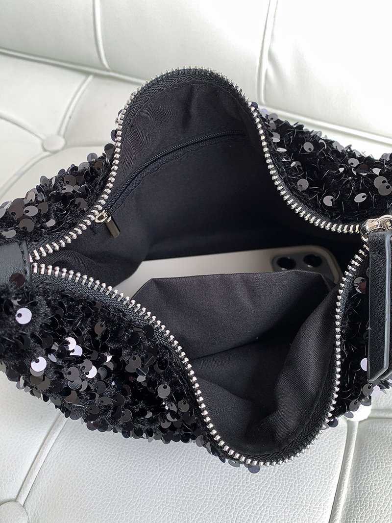 Sequin Zipper Mini Shoulder Bag (3 colors)