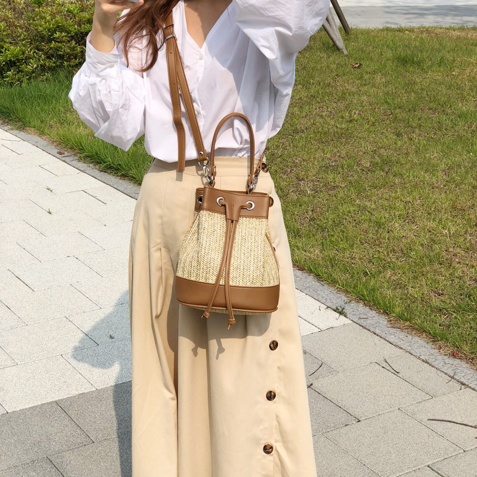 Rattan Mini 2-Way Bucket Bag