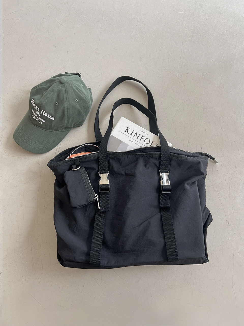 Buckle nylon shoulder bag