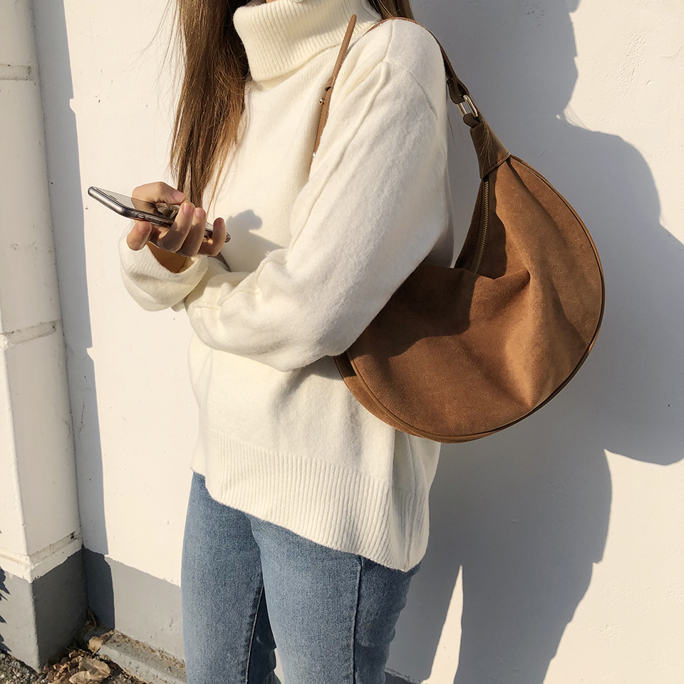 Suede shoulder bag