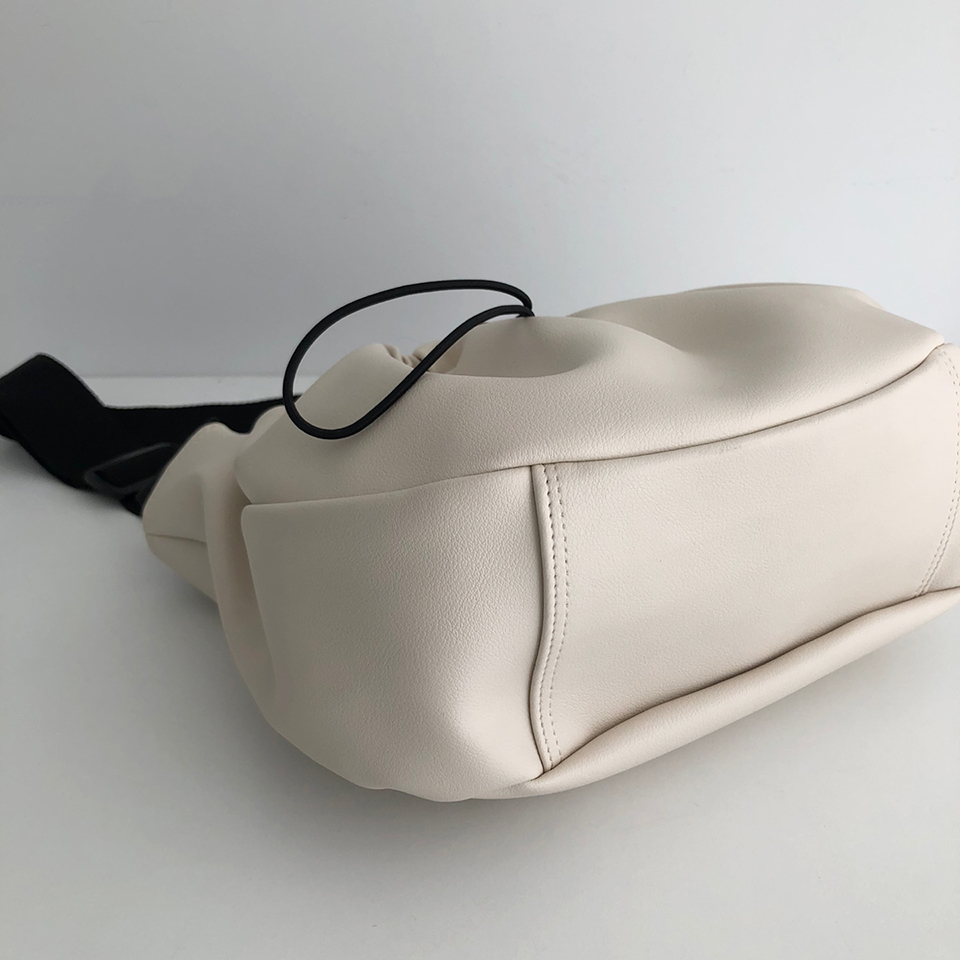 Leather String Pocket Zip-Up Crossbody Bag