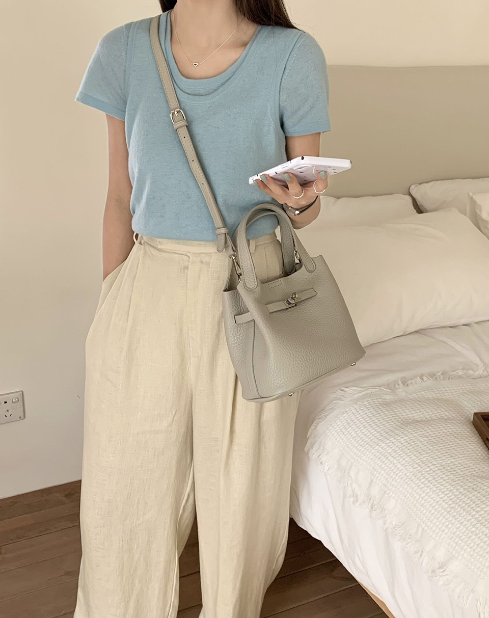 Leather buckle 2-way tote bag (6 colors)