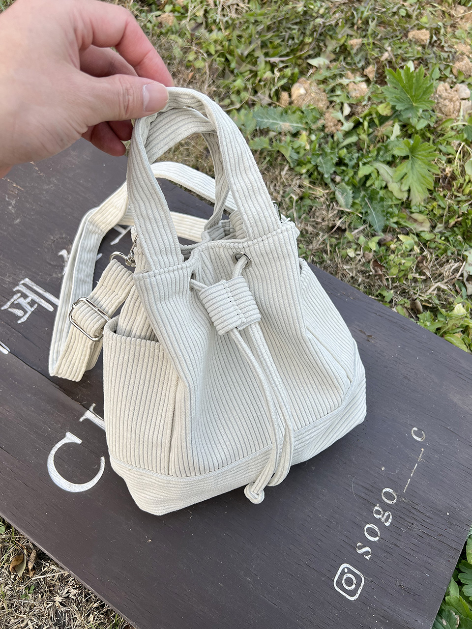 Corduroy Mini Bucket Bag, Bucket Cloth Eco Bag (6 colors)
