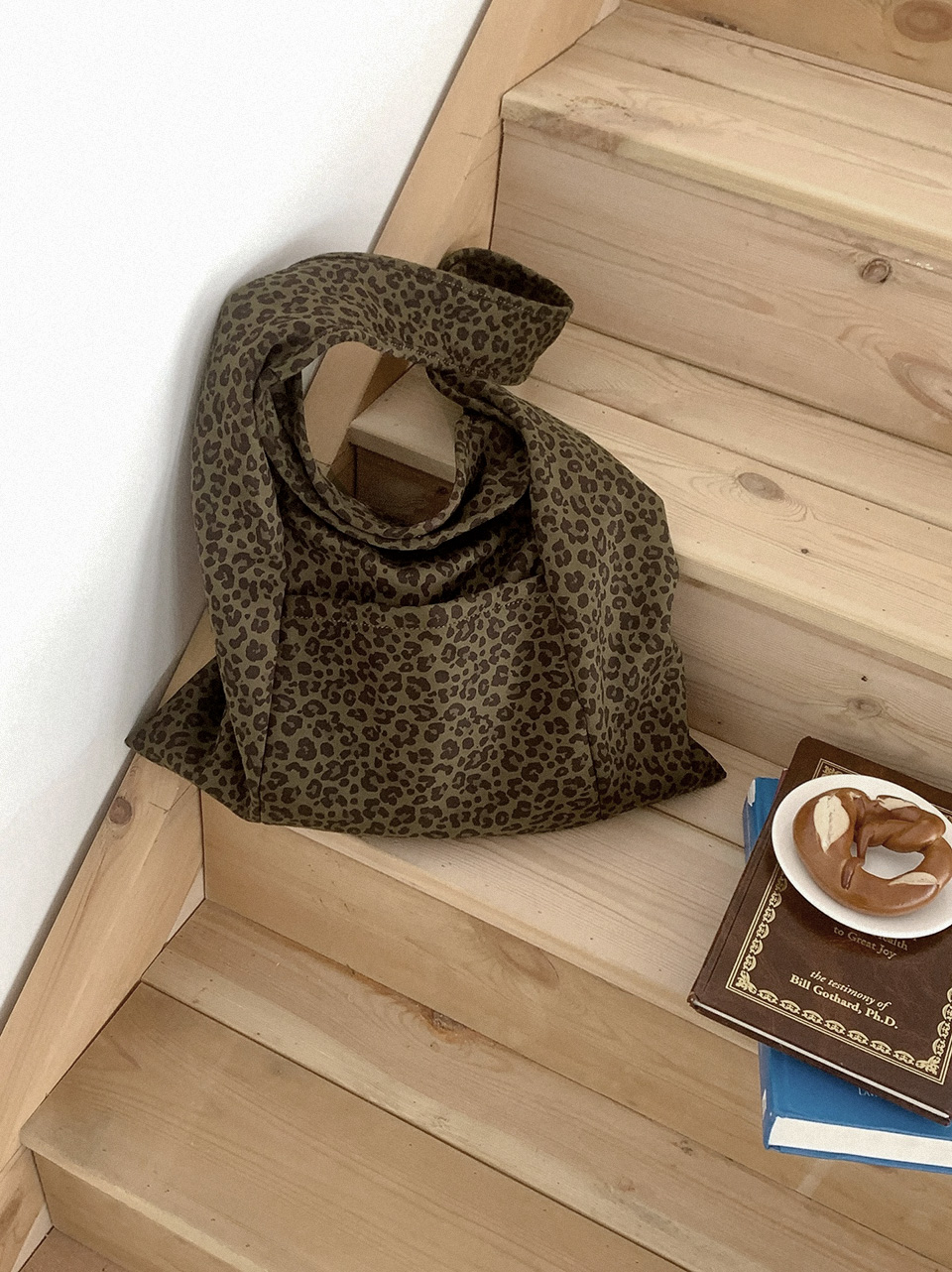 Leopard print suede eco bag/tote bag