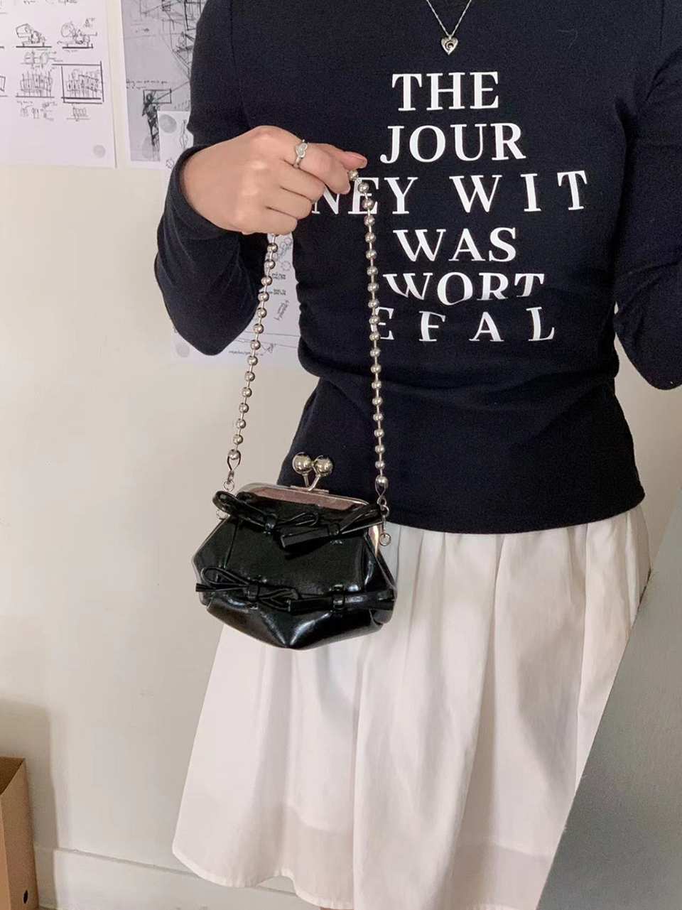 Ribbon 2-Way Chain Mini Crossbody Bag (2 Strap Types)