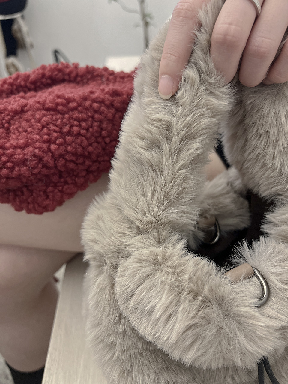Eco-fur mini bucket bag/tote bag