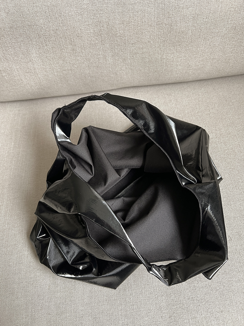 Glossy nylon mini tote bag