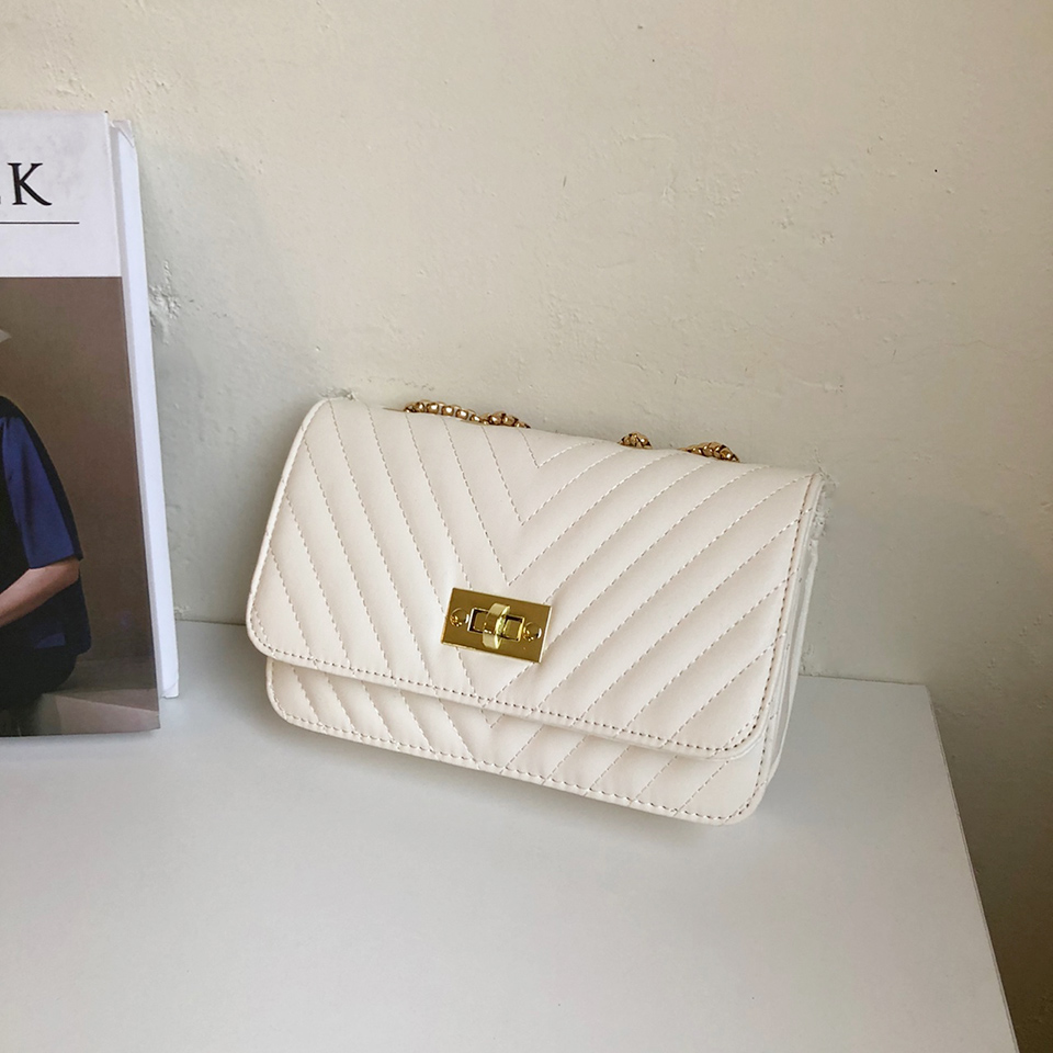 V-Quilted Mini Square Chain Bag