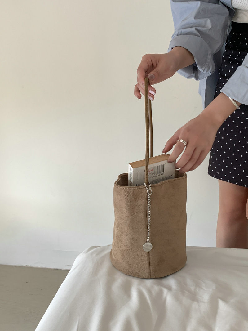 Suede Chain Mini Shoulder Bucket Bag