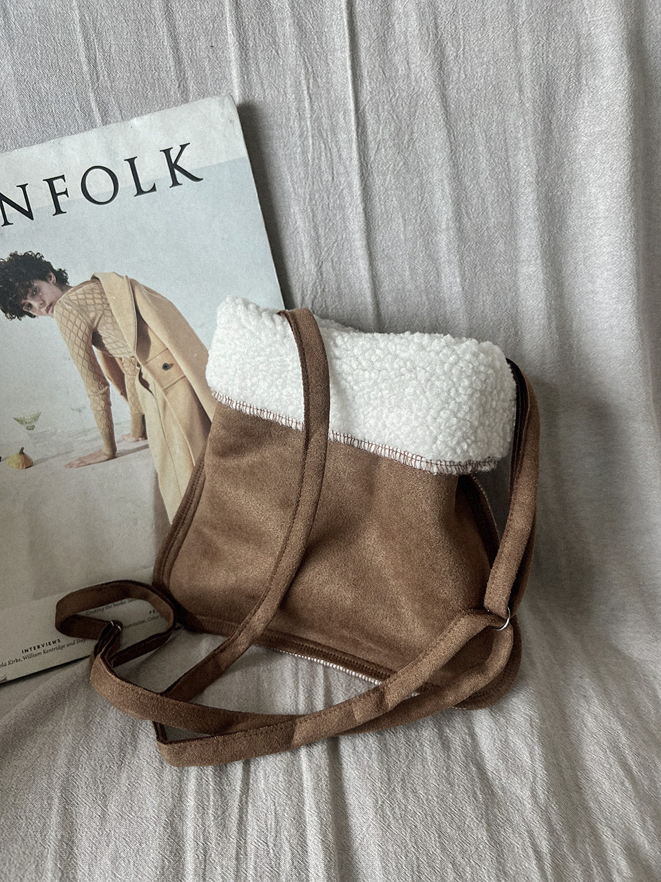 Sheepskin Boa Suede Mini Shoulder Bag