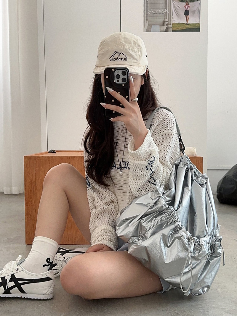[2 colors] Metal Nylon Ribbon Shirring Y2K String Backpack