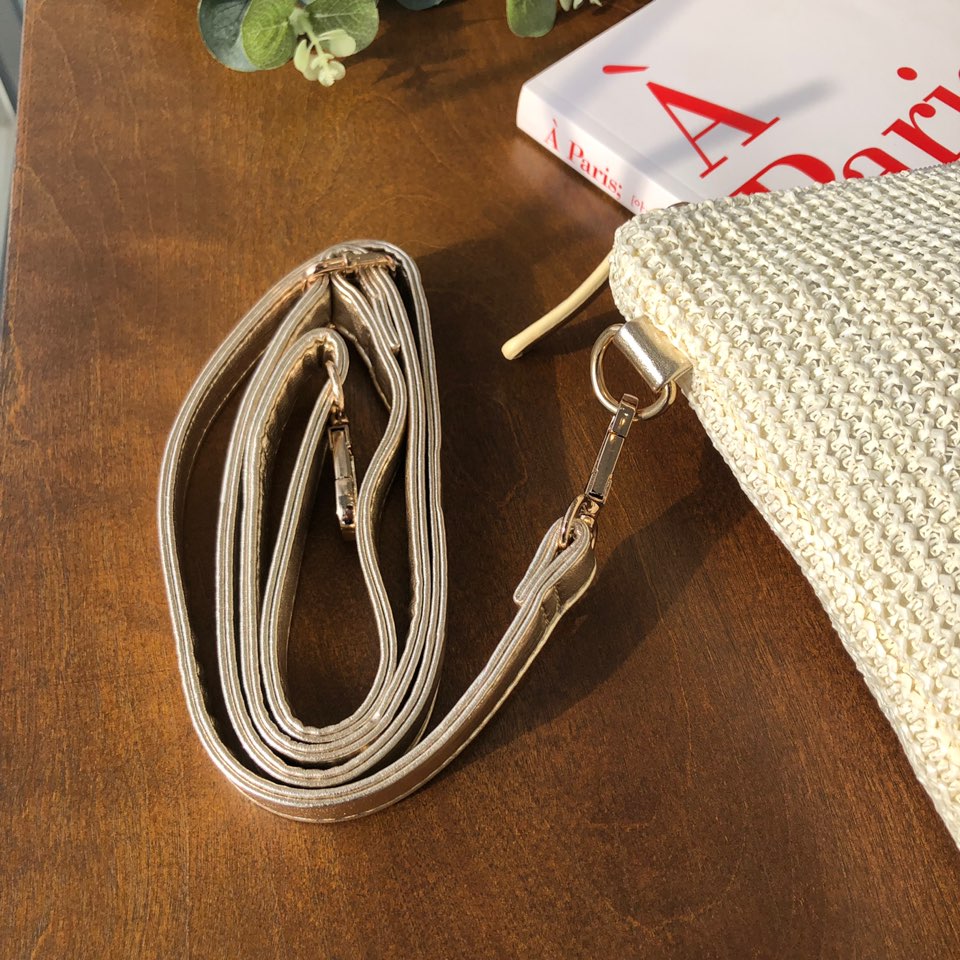 Frappe Rattan Zipper Cross Clutch Bag